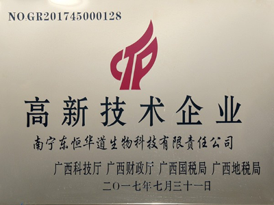 天生赢家凯发-高新技术企业荣誉证书